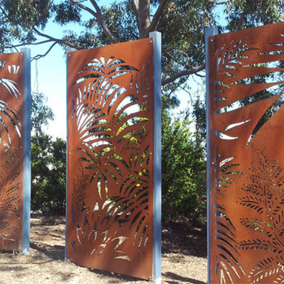 OEM Metal Garden Products Corten Steel Privacy Screen ตกแต่งสนามหลังบ้าน
