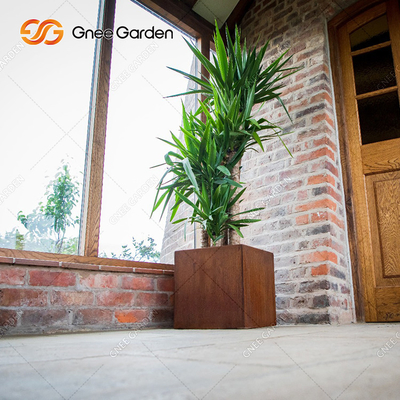 SGS Custom Long Square Corten Steel Flower Pots ทนต่อสภาพอากาศที่ทันสมัย