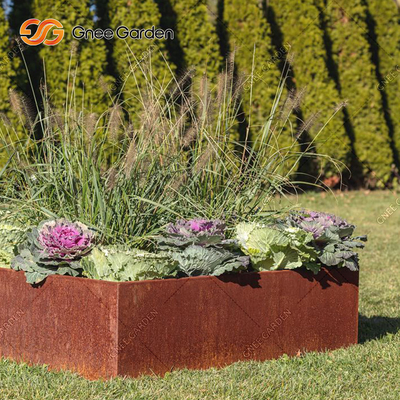 กล่องชาวไร่เหล็ก Corten สวนรูปสี่เหลี่ยมผืนผ้า