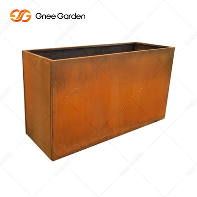 ความยาว 300mm-1000mm Outdoor Metal Planter Corten Steel Rectangular Planter