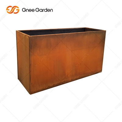 ชนบท Corten Steel โลหะขนาดใหญ่กล่องชาวไร่สี่เหลี่ยมที่ถอดออกได้กลางแจ้ง