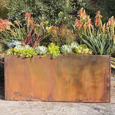 กล่องใส่ของแต่งสวนโลหะ Corten Steel Trough Planter 1200mm