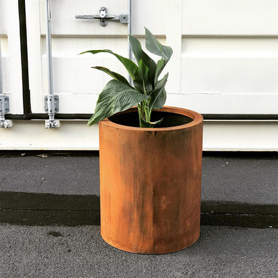 เครื่องปลูกเหล็ก Corten Steel แบบกลมสำหรับสวน