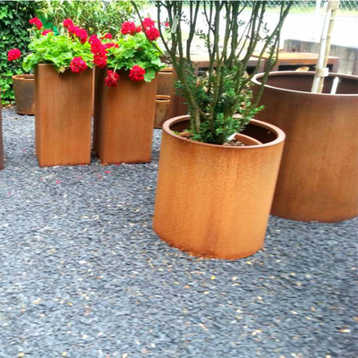 เครื่องปลูกเหล็ก Corten Steel แบบกลมสำหรับสวน