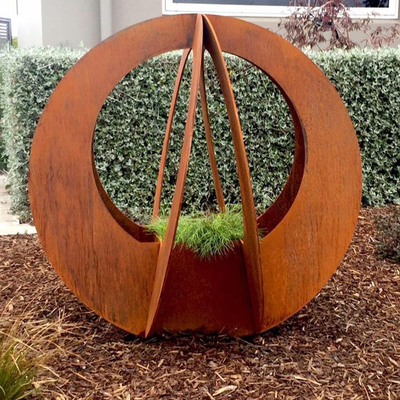 Gnee Garden เครื่องปลูกเหล็ก Corten ขนาดใหญ่สำหรับตกแต่งกลางแจ้ง