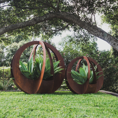 Gnee Garden เครื่องปลูกเหล็ก Corten ขนาดใหญ่สำหรับตกแต่งกลางแจ้ง