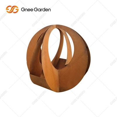 Custom Shape Laser Cut กระถางดอกไม้เหล็กคอร์เทน ทรงเรขาคณิต 90*25*25ซม