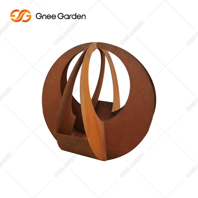 การออกแบบที่เรียบง่ายของชาวไร่เหล็ก Corten รอบที่ปรับแต่งได้พร้อมจานรองสำหรับตกแต่งบ้าน