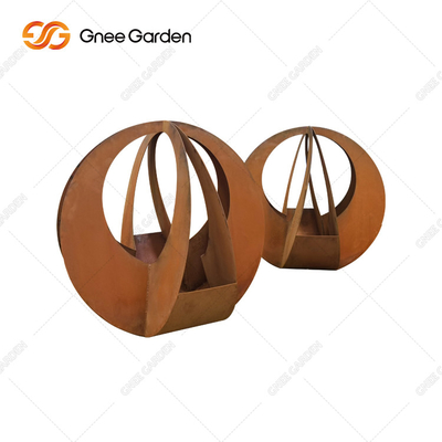 การออกแบบที่เรียบง่ายของชาวไร่เหล็ก Corten รอบที่ปรับแต่งได้พร้อมจานรองสำหรับตกแต่งบ้าน