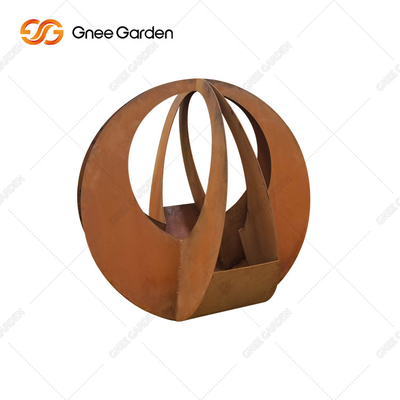 Custom Shape Laser Cut กระถางดอกไม้เหล็กคอร์เทน ทรงเรขาคณิต 90*25*25ซม