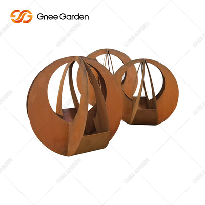 Custom Shape Laser Cut กระถางดอกไม้เหล็กคอร์เทน ทรงเรขาคณิต 90*25*25ซม