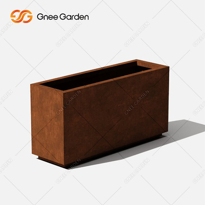 กระถางต้นไม้เหล็กโลหะแบบกำหนดเองการออกแบบที่ทันสมัยกล่องยาว Corten Steel Planter