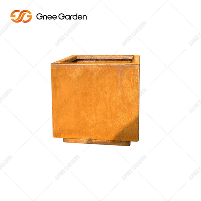 Garden Corten Steel Rustic Outdoor Metal Planters สี่เหลี่ยมขนาดใหญ่