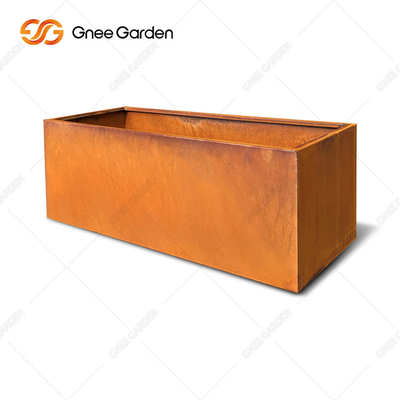 กระถางต้นไม้เหล็กโลหะแบบกำหนดเองการออกแบบที่ทันสมัยกล่องยาว Corten Steel Planter