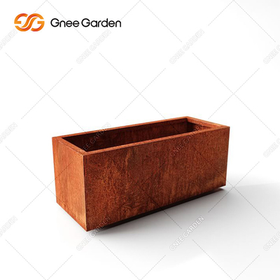 กระถางต้นไม้เหล็กโลหะแบบกำหนดเองการออกแบบที่ทันสมัยกล่องยาว Corten Steel Planter