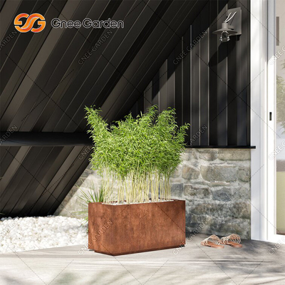 ที่วางกระถางต้นไม้ไม้คอมโพสิตไม้เนื้อแข็ง Corten Steel Planter
