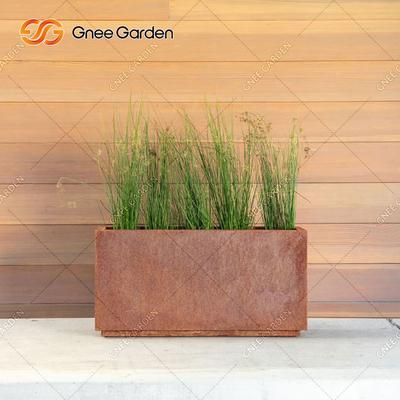 ที่วางกระถางต้นไม้ไม้คอมโพสิตไม้เนื้อแข็ง Corten Steel Planter
