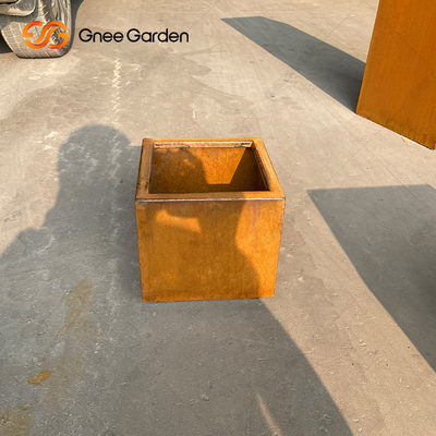 Garden Corten Steel Rustic Outdoor Metal Planters สี่เหลี่ยมขนาดใหญ่