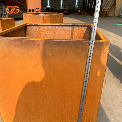 Garden Corten Steel Rustic Outdoor Metal Planters สี่เหลี่ยมขนาดใหญ่