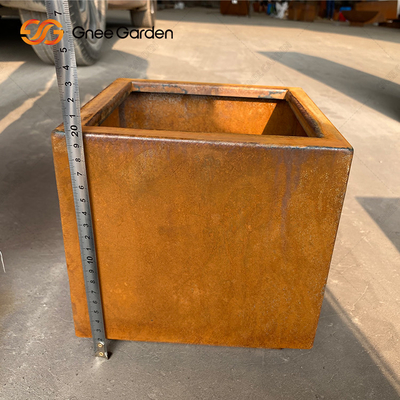 Corten Steel Square Rusty Planter Boxes ทนต่อสภาพอากาศสำหรับดอกไม้