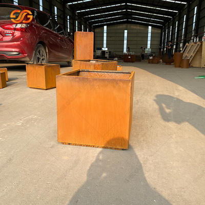 Corten Steel Metal Garden Planters กล่องสีสนิมกลางแจ้ง