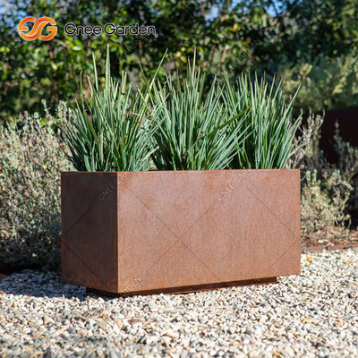 Corten Steel กระถางดอกไม้สี่เหลี่ยมโลหะ Rusty Nursery Planter ความหนา 2mm
