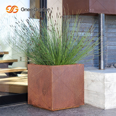 Corten Steel Square Rusty Planter Boxes ทนต่อสภาพอากาศสำหรับดอกไม้