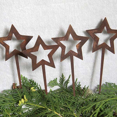 รูปดาว Weathering Steel Metal Garden Ornaments ตกแต่งคริสต์มาส