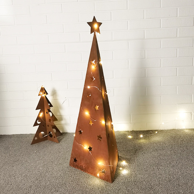 เครื่องประดับสวนโลหะคริสต์มาส 500 มม. เครื่องประดับ Corten Garden พร้อม LED