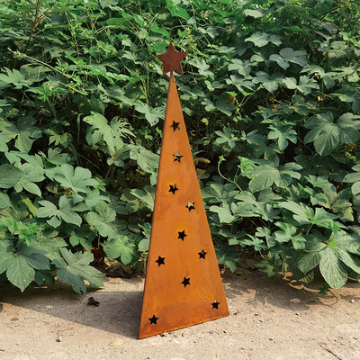 เครื่องประดับสวนโลหะคริสต์มาส 500 มม. เครื่องประดับ Corten Garden พร้อม LED