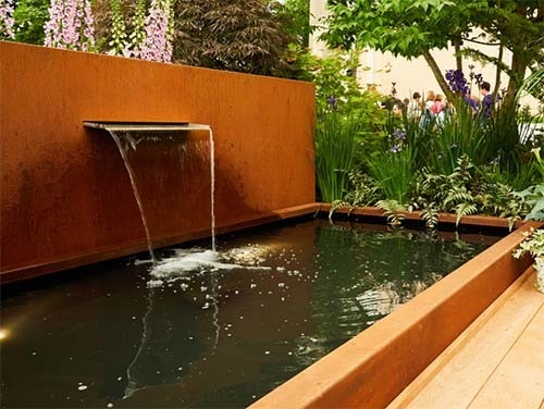 เครื่องประดับสวนโลหะป้องกันการกัดกร่อน 1800 มม. Corten Steel Water Trough
