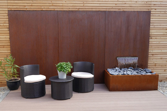 เครื่องประดับสวนโลหะป้องกันการกัดกร่อน 1800 มม. Corten Steel Water Trough