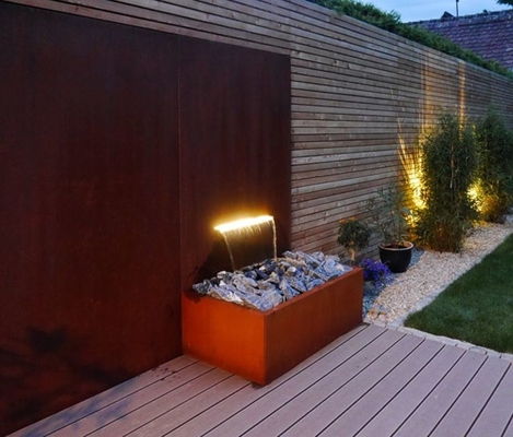 เครื่องประดับสวนโลหะป้องกันการกัดกร่อน 1800 มม. Corten Steel Water Trough