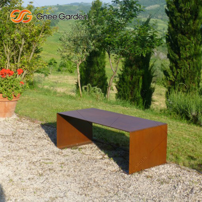 1800mmx510mm เฟอร์นิเจอร์โลหะกลางแจ้ง Corten Steel Bench สำหรับพื้นที่สาธารณะ