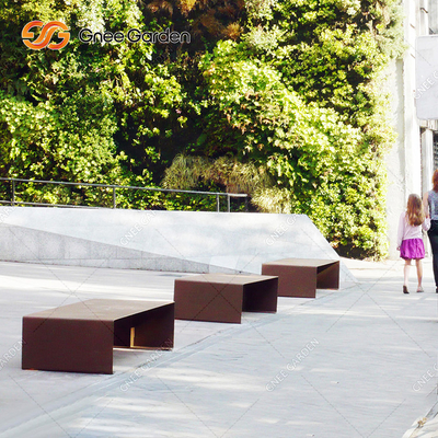 1800mmx510mm เฟอร์นิเจอร์โลหะกลางแจ้ง Corten Steel Bench สำหรับพื้นที่สาธารณะ