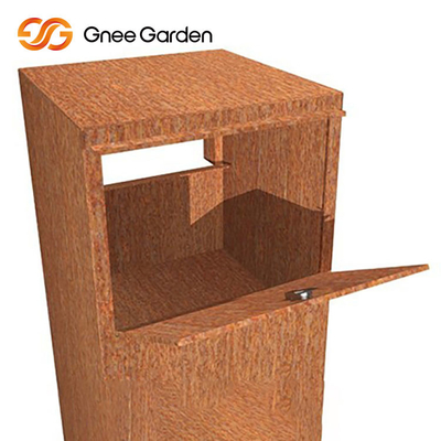 Corten Steel สนิมเฟอร์นิเจอร์โลหะกลางแจ้ง Steel Parcel Drop Box มัลติฟังก์ชั่น