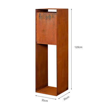 Weathering Steel Corten Steel Metal Parcel Drop Box ตกแต่งแนวตั้ง