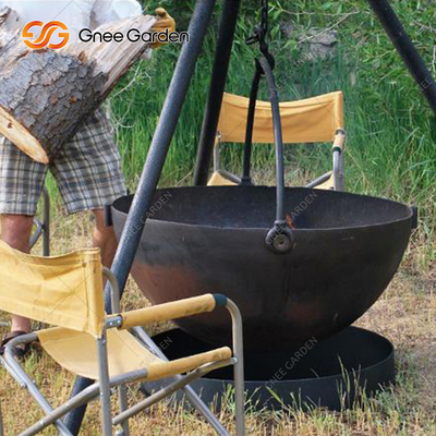 Outdoor Corten Steel Hemisphere Fire Pit 1000mm สำหรับตั้งแคมป์กลางแจ้ง