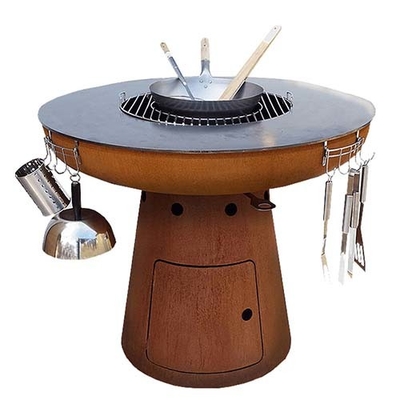 Corten Steel เตาทำอาหารกลางแจ้ง 100 ซม. Corten Steel Fire Pit สำหรับบาร์บีคิว