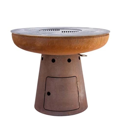 Corten Steel เตาทำอาหารกลางแจ้ง 100 ซม. Corten Steel Fire Pit สำหรับบาร์บีคิว
