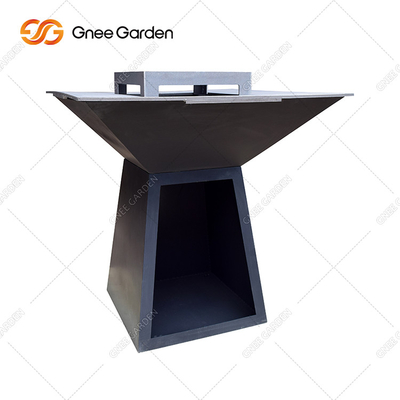 Bbq Rusty Corten Steel Fire Pits พร้อม Log Store เตาย่างบาร์บีคิวแก๊สย่างบาร์บีคิวกลางแจ้ง