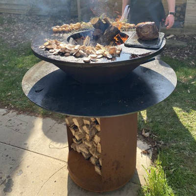 การทำอาหารกลางแจ้ง Corten Metal Barbecue Grill Heavy Duty