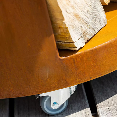 สวนกลางแจ้ง Bbq Kitchen Grill Corten Steel Barbecue Wood Burning
