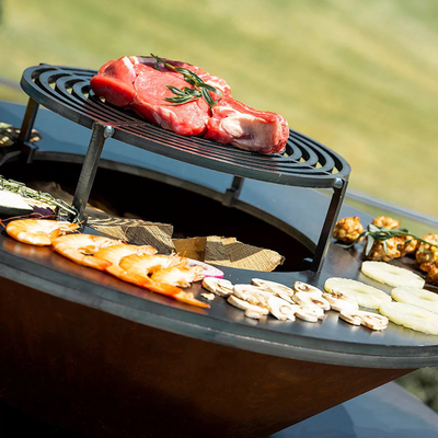 สวนกลางแจ้ง Bbq Kitchen Grill Corten Steel Barbecue Wood Burning