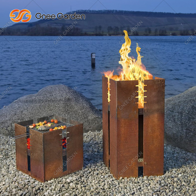 เตาย่างบาร์บีคิว Corten Steel ขนาด 1200 มม. การเผาไหม้ด้วยถ่าน