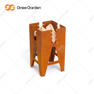 Corten Steel Square Outdoor Bbq Grill Table Garden เตาไม้ Fire Pit