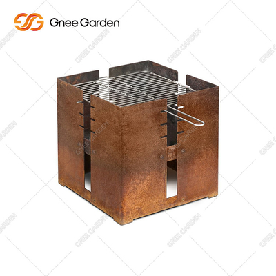 Corten Steel Bbq Charcoal Grill Table หนา 3mm