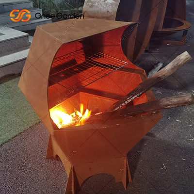 Corten Steel เตาถ่านสำหรับทำอาหารกลางแจ้งสำหรับบาร์บีคิว
