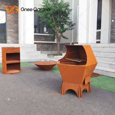 Corten Steel เตาถ่านสำหรับทำอาหารกลางแจ้งสำหรับบาร์บีคิว