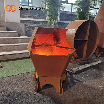 Corten Steel เตาถ่านสำหรับทำอาหารกลางแจ้งสำหรับบาร์บีคิว